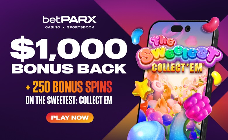 Betpark hoş geldin bonusu promosyon görseli, slot makaraları ve parlak renkler.